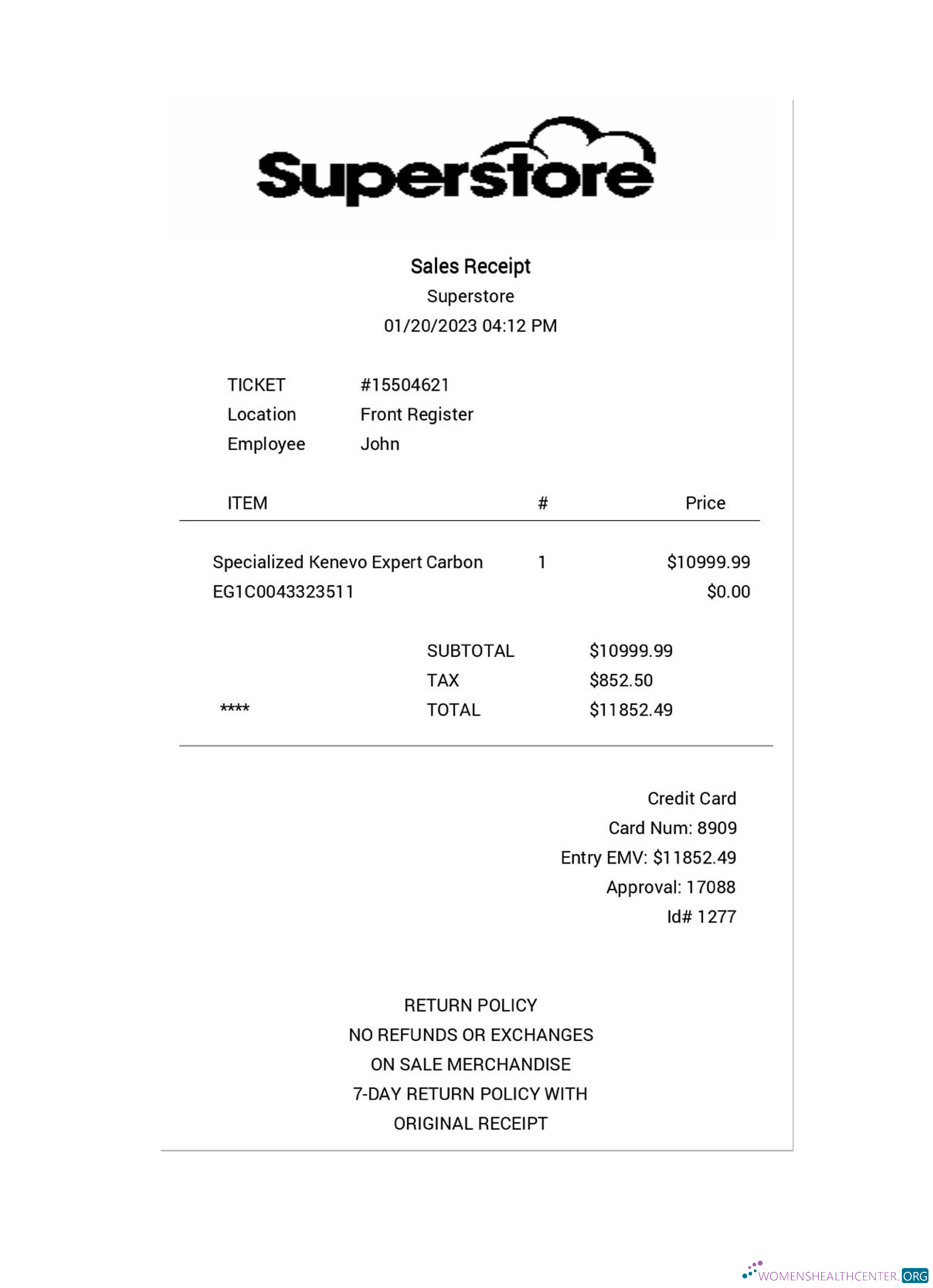 Download SUPERSTORE payment receipt Photoshop template
